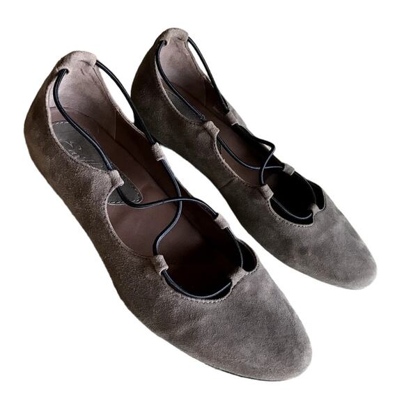 Earthies by Earth Brown Suede Ballet Slippers w Crossover Cords size 8.5 - Picture 3 of 16